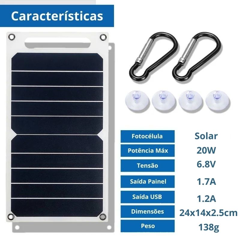 Painel Solar Portátil USB - ECO POWER 2.0