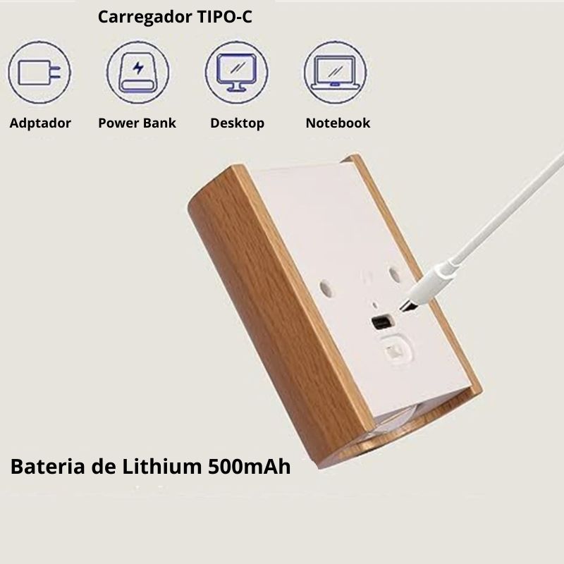 Arandela de Parede,
Arandela sem Fio,
Luminária de parede sem fio,
Arandela Recarregável,
Arandela USB,
Lâmpada de parede
